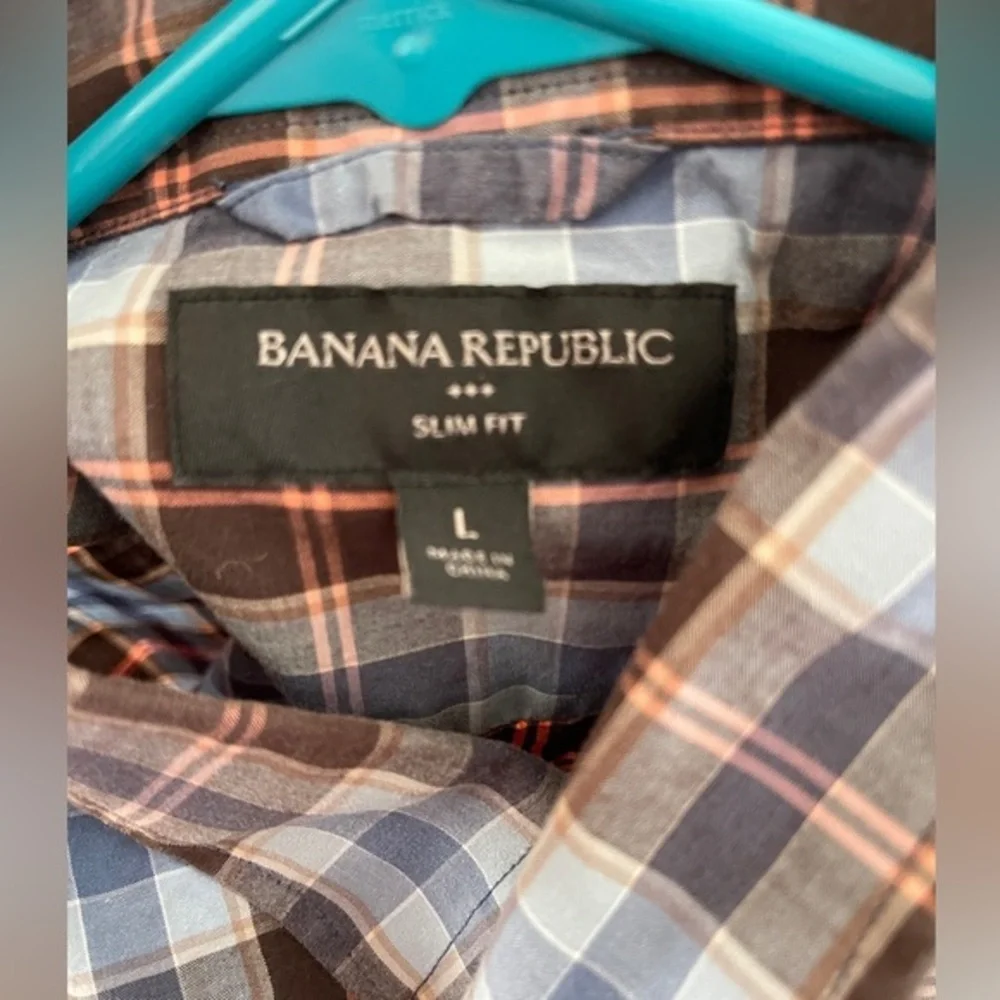 Men’s Banana Republic Plaid Button Down Slim fit shirt size‎ Large